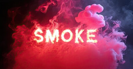 Poster - Bright smoke fills frame. Word SMOKE glows vividly amidst swirling pink, red, blue hues. Dramatic lighting creates intense visual impact.