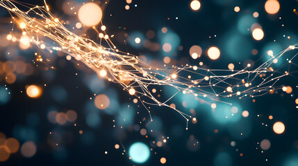 Fototapete - An abstract image featuring glowing lines and colorful bokeh lights, creating a vibrant and dynamic visual effect.