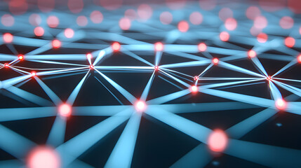 Fototapete - A vibrant, abstract representation of interconnected lines and nodes, showcasing a technological network with glowing elements.