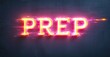 © antishock - Bright neon text spells PREP against dark textured background. Glitch effects add visual interest, creating dynamic presentation.