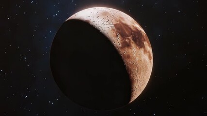Wall Mural - Close-up of the moon in space, illuminated by the sun's light, with a crescent visible on the side.