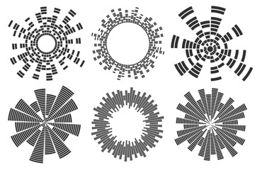 Poster - Circular sound wave. Radial music equalizer pattern. Circle vector spectrum graphic. Round abstract graphic beat on white background. Frequency voice effect.