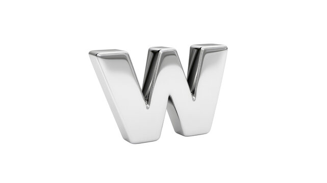 3D Render of Chrome Letter W
