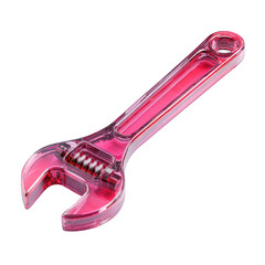 Poster - Pink transparent adjustable wrench tool isolated on 3d render high resolution detailed image perfect for industrial designs and mechanical projects glass on transparent background