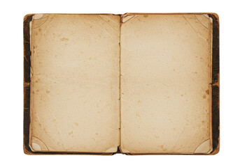 isolated open vintage book blank pages empty template