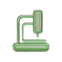 Poster - Green and silver metallic microscope icon 3d render modern science technology laboratory equipment medical research illustration digital graphic design on transparent background