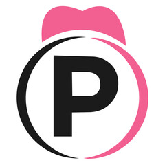 Poster - Initial Letter P Logo with Love Icon or Heart Sign In Modern Style Vector Template