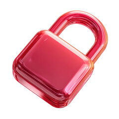 Aufkleber - Shiny red padlock security icon digital illustration graphic design element red glossy padlock 3d render isolated on perfect for web design and app on transparent background safe