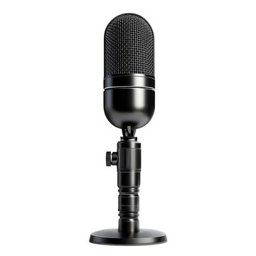 Vintage Microphone Broadcast Sound Recorder Classic Voice Stand Audio on transparent background