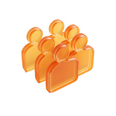 Poster - Abstract orange glass people icons group teamwork collaboration digital illustration modern design graphic element for website social media applications on transparent background