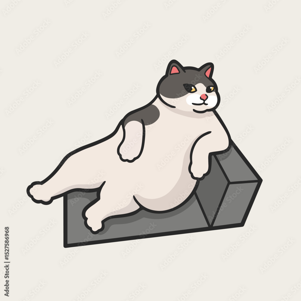 Sitting Chill Cat Meme Sticker Vector Cute Illustration Stock Vector ...