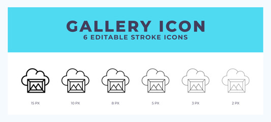 Fototapete - Gallery icon symbol. Outline. Lineal icon with editable stroke.