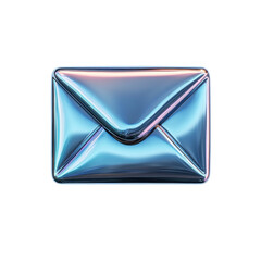 Aufkleber - 3D Render of a Metallic Blue Email Envelope Icon on Black Background on transparent background