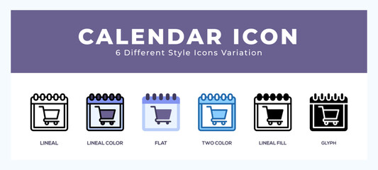 Fototapete - Calender set of vector icon. For web. and mobile app