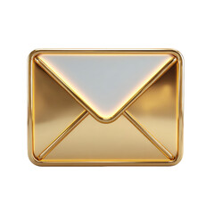 Aufkleber - Elegant golden envelope icon 3d render luxury email symbol message communication modern design premium quality graphic element isolated app post shiny on transparent background