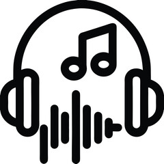 Fototapete - Headphones Music Note Line Icon Audio Sound and Entertainment Symbol
