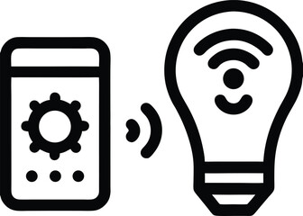 Fototapete - Smart Home Light Control Line Icon Automation and Technology Symbol