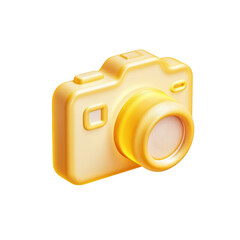 Aufkleber - Golden yellow 3d render of a modern stylish camera icon digital photography equipment image for website design graphic design social media post and online on transparent background