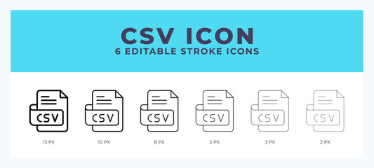 Fototapete - Csv file icon illustration vector with editable stroke.
