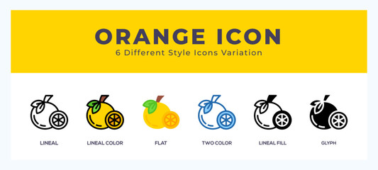 Fototapete - Orange icon symbol. logo illustration with different styles