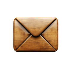 Poster - Wooden Envelope Icon Design Email Symbol Brown Wood Texture Newsletter on transparent background