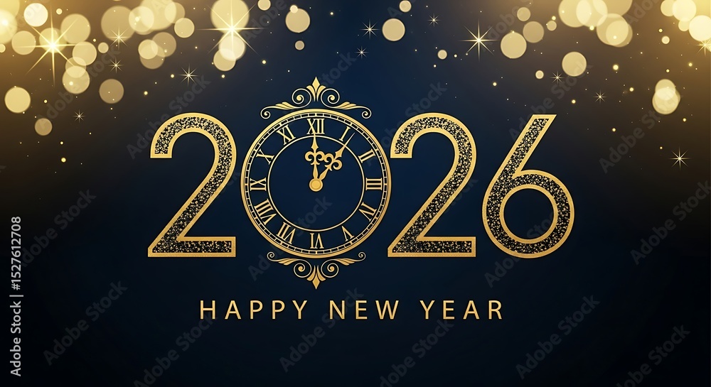 Elegant 2026 happy new year gold and black background Stock ...