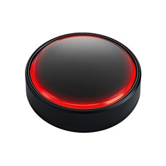  - Sleek black round button red glowing edge Modern futuristic design on transparent background