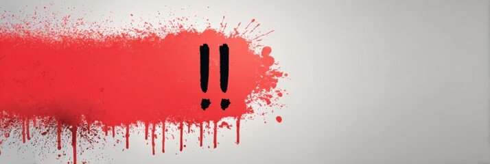 Leinwandbilder - Bold Red Exclamation Mark on a Neutral Background Emphasizing Urgency and Alertness in a Creative Composition