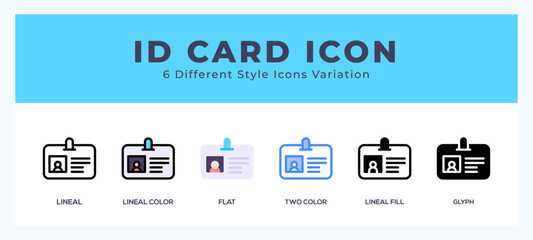 Poster - Id card icons set. Different style of icons simple vector illustration.