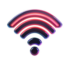 Poster - Neon WIFI Signal Graphic Wireless Network Symbol Internet Connectivity on transparent background