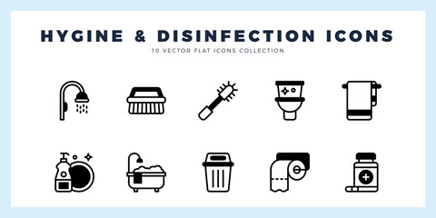 Poster - 10 Hygiene and disinfection Lineal Fill icons pack. vector illustration.