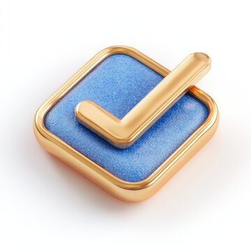 Gold checkmark on blue square