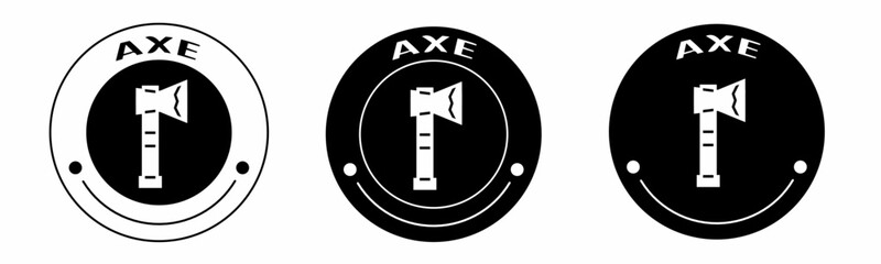 Poster - Black and white illustration of axe icon in flat. Stock vector.