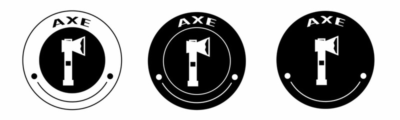 Poster - Black and white illustration of axe icon in flat. Stock vector.