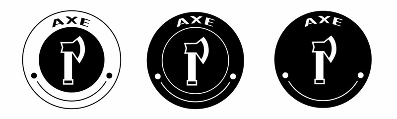 Poster - Black and white illustration of axe icon in flat. Stock vector.