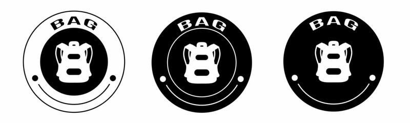 Poster - Black and white illustration of bag icon in flat. Stock vector.