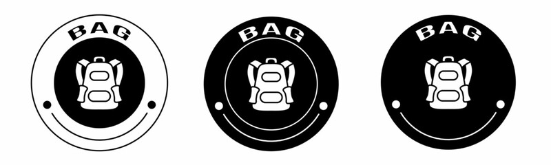 Poster - Black and white illustration of bag icon in flat. Stock vector.