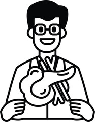 A man is holding a piece of meat and smiling