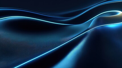 Poster - Abstract Blue Wave Design Background with Glowing Lines for Digital Projects and Technology Presentations