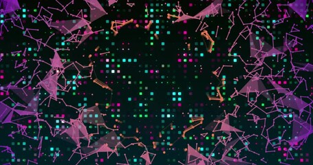 Poster - Pixel grid pulsing pink nodes emerging and linking into glowing ring showing digital connectivity