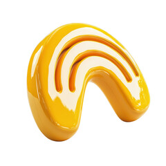 Poster - Gleaming Amber Arc Glossy Three Pronged Symbol on Black Modern Abstract on transparent background