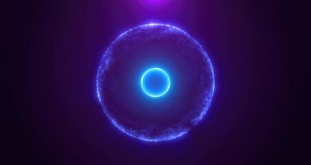 Aufkleber - A glowing blue energy sphere made of interconnected light lines, floating in a dark background, evoking futuristic technology and digital concepts