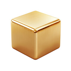 Poster - Gleaming Gold Cube 3D Render Metallic Texture Wealth Abstract Design on transparent background