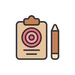 Poster - Clipboard Target And Pencil Icon For Business Planning Concept