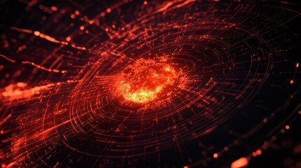 Poster - Circular seismic waves are spreading from the epicenter of an earthquake during a simulation, showing the power and destructive potential of such natural disasters