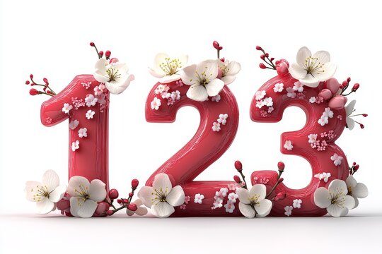 3d rendering stereoscopic Number, set of three, isolated on white background
