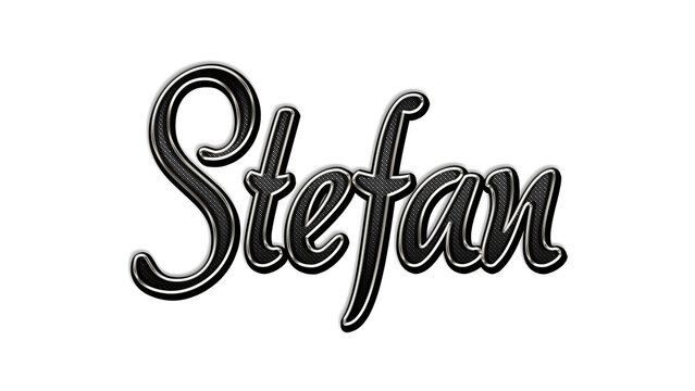 black metal 3d design of name Stefan on white background.