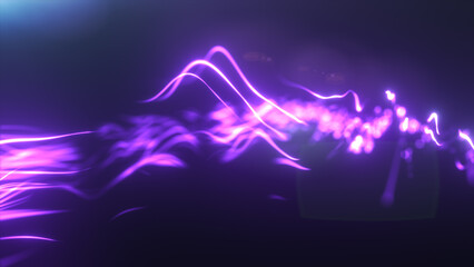Aufkleber - Abstract dynamic purple energy lines glowing on dark backdrop, futuristic concept