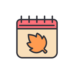 Poster - Autumnal Calendar Icon With Falling Leaf For Schedule Season