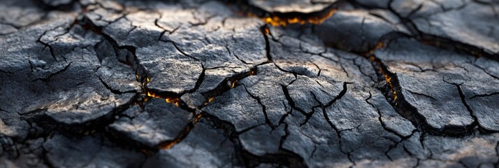 Poster - Volcanic lava erupting through ground fissures during seismic activity, revealing intense geological power and devastating landscape transformation